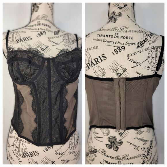 Urban Outfitters Out From Under Corset Top XL Sheer Lace Modern Love Boning - Picture 1 of 8